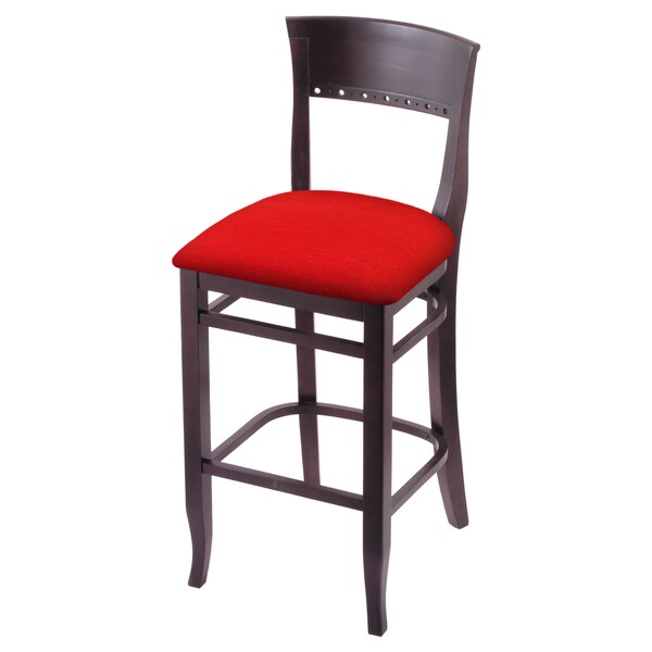 25" Counter Stool, Dark Cherry Finish, Canter Red Seat